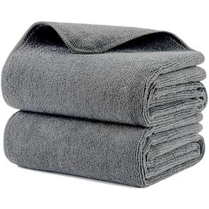 MICROFI New Microfiber Hair Drying Salon Towels, Quick Dry, Lint Free, 2 Pack (Gray, 20'' x 40'')