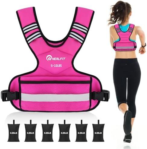NEALFIT Weighted Vest for Women and Men, 11-20lb Adjustable Weighted Vest with Reflective Strip, Body Weight Vest for Walking, Running, Fitness, Strength Training