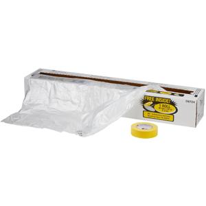 3M Plastic Sheeting With 388N Yellow Masking Tape (36 mm), 06724, Tear Resistant, Easy To Cut, Durable, 16 ft x 400 ft
