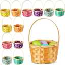 Remerry 12 Pcs Mini Easter Baskets Bulk with Handles, Colorful Small Woven Baskets for Easter Egg Hunt, Tiny Gift Basket for Party Favors, DIY Crafts, Spring Decor