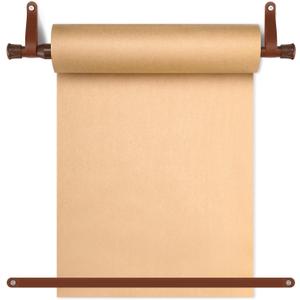 Vicenpal 15.5 Inch Retractable Kraft Paper Roll Holder Dispenser Wall Mounted Butcher Paper Holder Roller for to Do Lists, DIY Drawing, Taking Notes, Artwork, Creative (Brown)