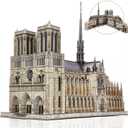 CubicFun 3D Puzzle for Adults Moveable Notre Dame de Paris Church Model Kits Large Challenge French Cathedral Brain Teaser Architecture Building, 293 Pieces Christmas Decorations