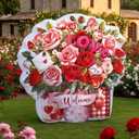 5.2 ft Valentine's Day Inflatable Flower Outdoor Decoration Blow up Mason Jar Flowers Built in LED Lights for Valentine's Day Spring Yard Lawn Supplies