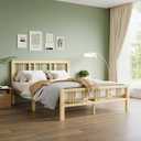14 Inch High Bamboo Queen Bed Frame with Headboard and Footboard, Wood Bed Frame Queen Size Metal Slat Support Heavy Duty, No Box Spring Needed, Easy Assembly, Noise Free, Reinforced