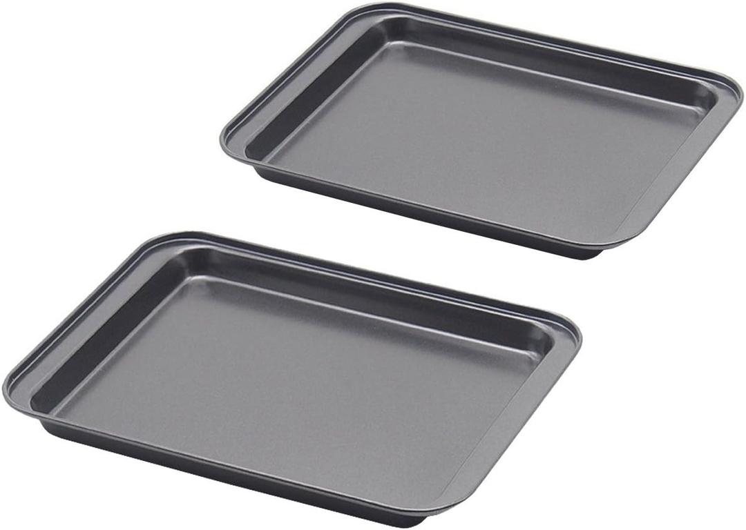 Little Small Baking Sheets Nonstick Set of 2 (9.5inch X 7.1inch)  SS&CC 8 Inch Nonstick Baking Toaster Oven Tray Cookie Sheets, 1 or 2 Person Household