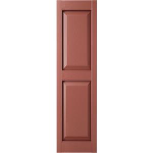 Ekena Millwork Lifetime Vinyl LP2S12X05900RD Standard Two Equal Panel Vinyls, Raised Panel Vinyl Shutters, w/Installation Shutter-Lok's & Matching Screws (Per Pair), 12"W x 59"H, Burgundy Red