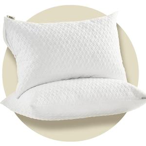 CoolShields Pillow Protector (2 Pack) Standard  Waterproof Zippered Pillow Covers, Hypoallergenic, Premium Pillowcase Encasement for Better Sleep