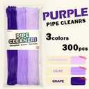 300pcs Purple Pipe Cleaners Bulk - Fluffy Craft Pipe Cleaners for Arts & Crafts, Ideal for Making Flowers, Animals & Decorations (12 x 0.24 inches)