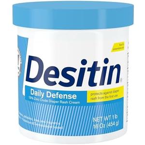 Desitin Daily Defense Baby Diaper Rash Cream with 13% Zinc Oxide, Barrier Cream to Treat, Relieve & Prevent Diaper Rash, Hypoallergenic, Dye-, Phthalate- & Paraben-Free, 16 oz