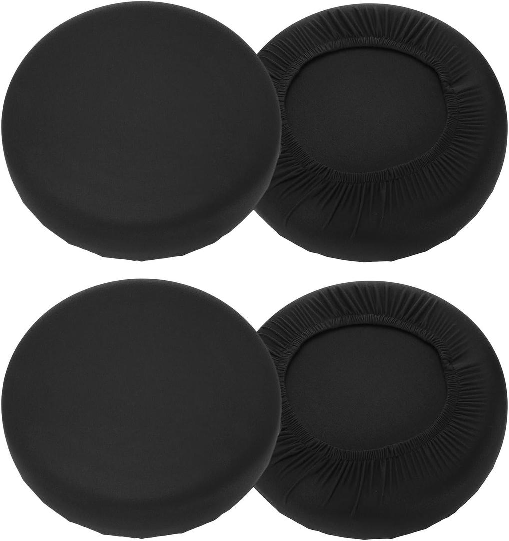 uxcell 4 Pack Stool Covers Round, 16-18 Inch Bar Stool Covers Washable Dustproof Slipcover Seat Cushion with Elastic for Bar Kitchen Living Room Decor, Black
