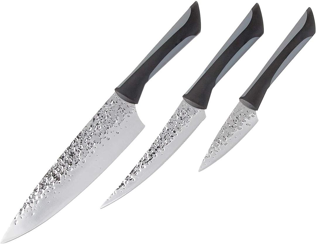 kai PRO Luna 3 Piece Starter Knife Set, Kitchen Knife Set, Includes 8" Chef's Knife, 3.5" Paring Knife, and 6" Utility Knife, Hand-Sharpened Japanese Kitchen Knives, Silver
