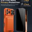 SSLOTSCASE for iPhone 17 Pro Max Case with 2X Privacy Screen Protector, Credit Card Holder & Stand & Slide Lens Cover & Kickstand, Military-Grade Heavy Duty Phone Cover for iPhone 17 Pro Max, Orange