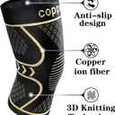 Copper Knee Braces for Women and Men 2 Pack, Knee Compression Sleeve for Knee Pain, Arthritis,ACL, Meniscus Tear, Joint Pain Relief, Knee Support for Running, Working Out, Fitness, Weightlifting (Black, L)