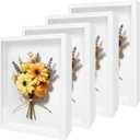 4 Pack 8"x 10" Shadow Boxes Frame Display Cases Wooden Deep Shadowbox for Photos Dried Flowers Baby Pet Wedding Collectible Frames for Wall Tabletop (White)