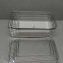 Naivees Plastic Fridge Organizer,Clear Storage Containers for Fridge Stackable Organizer Bins Square Food Storage Box Keep Fresh for Vegetable,Food,Fruits (4 PACK)