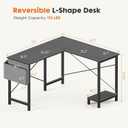 Sweetcrispy L Shaped Desk - Computer Desk Corner Desks Gaming Desk PC Table with CPU Stand Side Bag for Home Office Dorm Sturdy Writing Workstation, Black, 50-Inch