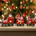 ANALIM Christmas Table Decorations, Lighted Train Decorations Resin Santa Claus Gnomes on Carriage Train Christmas Table Centerpieces for Indoor Home Tabletop Decorations