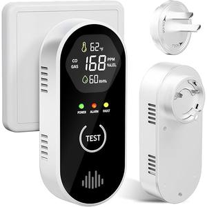 3-in-1 Carbon Monoxide Detectors with Temperature and Humidity Control, Plug-in, 85 dB Audible and Visual CO Alarm, LCD Digital Display, Easy to Install, Test Button, Portable for Bedroom/Office Use