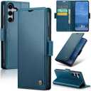 Wallet Case for Samsung Galaxy S25 FE, PU Leather Magnetic Flip Case with RFID Blocking Card Holder Kickstand for Women Men, Shockproof Durable Protective Phone Cover for Galaxy S25 FE (Blue)