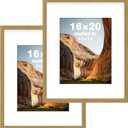 FrameWorks 16x20 mat to 11x14 Classic Wooden Picture Frames With Tempered Glass | Golden Oak | 2-Pack