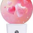 EKOBLA Valentine Romantic Pink Night Light Love Heart Shape Balloons Night Lights Plug into Wall Auto Sensor LED Plug-in Nightlights for Boys Girls Men Women Valentine's Day Gift (1.14"D x 2.95"W x 4.95"H)