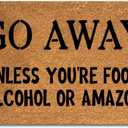 Funny Coir Doormat Go Away Unless You're Food Alcohol or Amazon Welcome Front Porch Decor Doormats For The Entrance Way Personalized Rugs Heavy-Duty PVC Back Non Slip Outdoor Mat 23.6 x 15.7 inch, Small