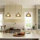 Sedelan Plug-in Hanging Light, Glass Hanging Lights with Plug-in Cord, Dimmable Pendant Lights Kitchen Island, Vintage Pendant Light Fixtures for Living Room, Bedroom Hallway