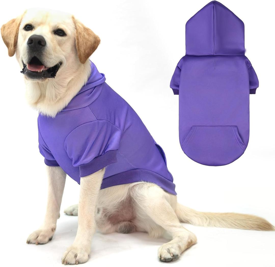 KOOLTAIL Basic Dog Hoodie - Soft & Warm Dog Hoodie Sweater with Leash Hole and Pocket, Dog Winter Coat, Cold Weather Clothes Sweatshirt for Small Medium Large Dogs Puppy Cat Boys Girls (L, Purple, Pack of 1)