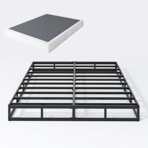 SHLAND 7 Inch Box Spring Full Size Bed Base, 3000 lbs Black Heavy Duty Metal Mattress Foundation with Easy Clean Fabric Cover, Noise Free,Easy Assembly
