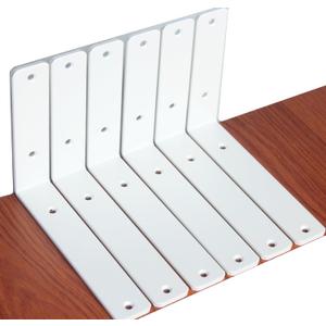 6 Pack - L 8" x H 6" x W1.5, 5mm Thick White L Shelf Bracket, Iron Shelf Brackets, Metal Shelf Brackets, Floating Shelf, Shelf Supports with Screws