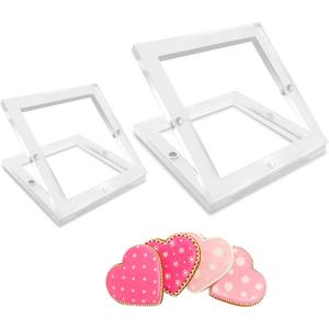 2 Pcs Acrylic Cookie Stencil Holder, 3in & 6in Magnetic Cookie Stencil Frame for Royal Icing Sugar Cookie Stenciling Airbrushing, Acrylic Cooking Decorating Tool, Stencils Helper