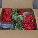 lovemoon 2 Pcs Geranium Potted Artificial Flowers, 19" Fake Geraniums Plants UV Resistant Silk Potted Plants for Outdoor Home Décor Office Porch Garden Decor (2, Red)