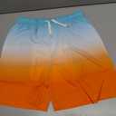 Haloumoning Boys Swim Trunks with Boxer Brief Liner Kids Gradient Quick Dry Swimming Shorts, Blue and Orange, 11-12 Years