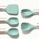 5-Piece Silicone Kitchen Utensil Set with Acacia Wood Handles, Green