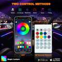 Jushope Interior Car LED Strip Lights, Acrylic LED Lights for Car with Dynamic Dreamcolor Chasing, Ambient Lighting Kits Music Sync Wireless APP and RF Remote Control (8 in 1)