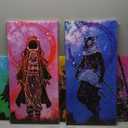 Set 5 Canvas Print Demon Slayer Characters Colorful Abstract Art for Living Room Bedroom Office Ready to Hang Fabric Home Artistic Anime Different sizes (with Frame) (39x22 inch) (39L" x 22W")