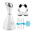 Nano Ionic Face Steamer - 10X Penetration for Facial, Unclogs Pores, Moisturizing Spa Humidifier with Free Blackhead Remover Kit, Hair Band, Face Brush