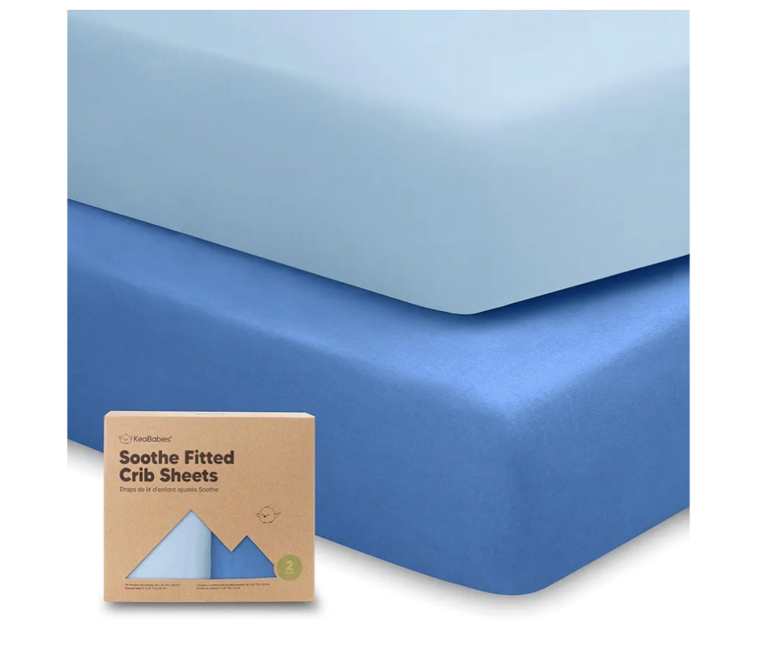 KeaBabies 2-Pack Organic Crib Sheets for Boys, Girls - 52x28 Fitted Crib Mattress Sheet Neutral, Breathable Jersey Cotton Cover for Baby Bed, Toddler Mattress, Soft & Cute Prints (Cornflower)