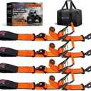 2'' x 114'' Heavy Duty Adjustable Car Tie Down Straps with Snap Hook for Trailers, 10,000 lbs Break Strength, Axle Tire Ratchet Straps with Snap Hooks for Hauling UTV, SUV, Truck, Any Cars - Orange