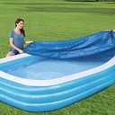 Inflatable Pool Cover for 120in x 72in Rectangle Swimming Pool, Rectangular Pool Covers, Built-in Elastic Dustproof Rainproof Foldable Above Ground Pool Cover (Blue, 120in x 72in)