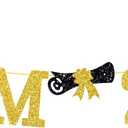 2 x Prom 2026 Banner, Prom Decorations 2026, Class of 2026 Graduation Party Supplies, Black Gold Glitter Proms Night Banner for High School Dance Photo Booth Wall Decor
