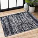 2x3 Modern Abstract Rug for Entryway, Black Super Soft Small Area Rug, Washable Non-Slip Kitchen Rugs, Low-Pile Mat Carpet for Bedside, Indoor Door Mat