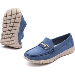 Bernal Loafers for Women Casual Moccasins Women's Comfortable & Lightweight Breathable Slip on Flat Shoes (7, Blue)