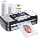 95Kpa Precision Pro Vacuum Sealer, with Double Heat Seal & Dual-Pump for Dry/Moist Food, 2X Strength, Food Vacuum Sealer Machine with Easy-Lock Handle, Built-in Cutter & Bag Storage, Stainless Steel