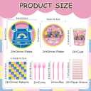 168PCS Cartoon Teacher Party Supplies for Girls Boys Kids Happy Birthday Party Decorations Dinnerware Set Paper Plates Napkin Cups Forks Knives Straw Tableware for 24 Guests