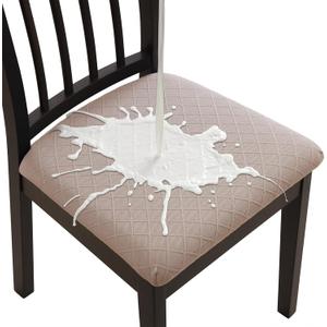 Seat Cushion Covers 4 PCS, Stretch Jacquard Chair Seat Covers Washable Dining Room Chair Slipcovers Removable Kitchen Cushion Protector 16"
