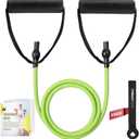 RitFit Single Resistance Exercise Band with Comfortable Handles - Ideal for Physical Therapy, Strength Training, Muscle Toning - Foam Padding Door Anchor and Starter Guide Included (8-12lbs)