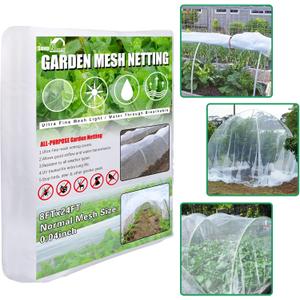 SnugNiture Garden Netting 8x24FT Ultra Fine Mesh Mosquito Netting Plant Covers, White Bird Netting Barrier Greenhouse Row Cover Protect Fruits Flower Vegetables from Birds Deer & Squirrels