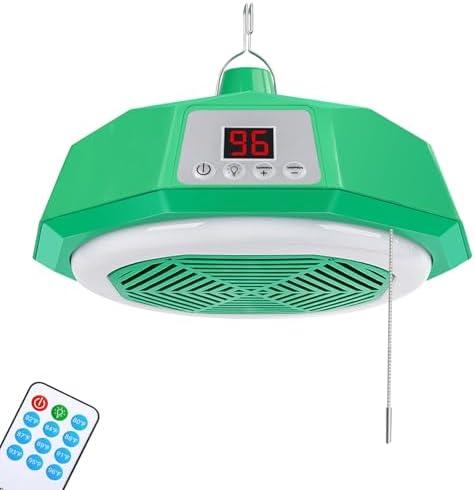 Chicken Coop Heater with Thermostat & Light, 400 Watts Adjustable Fire Proof Chicken Coop Heater For Winter, Heat Lamp Warmer Fan include Remote Control, For Poultry Dog Cat Rabbit