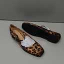 LUCKY STEP Women's Mary Jane Flat Shoes Comfortable Dress Shoes Ankle Strap Round Toe Retro Faux Leather Slip On Flats (7, Leopard)